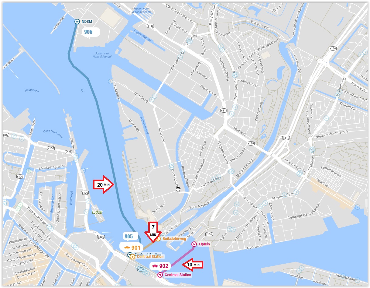 Amsterdam Free Ferries Map