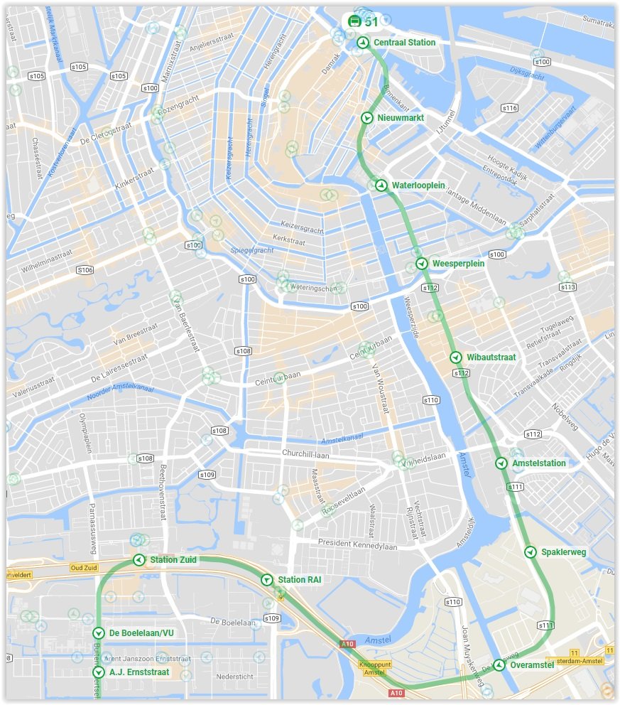 Amsterdam Metro Line 51 Map