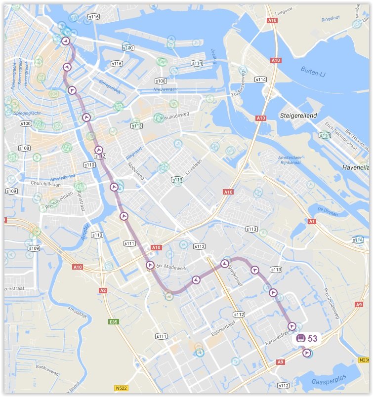 Amsterdam Metro Line 53 Map