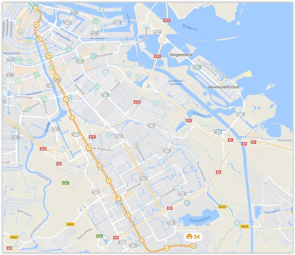 Amsterdam Metro Line 54 Map