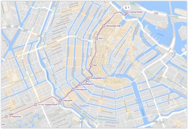 Amsterdam Tram 1 Map - Amsterdam Coffeeshop Tours