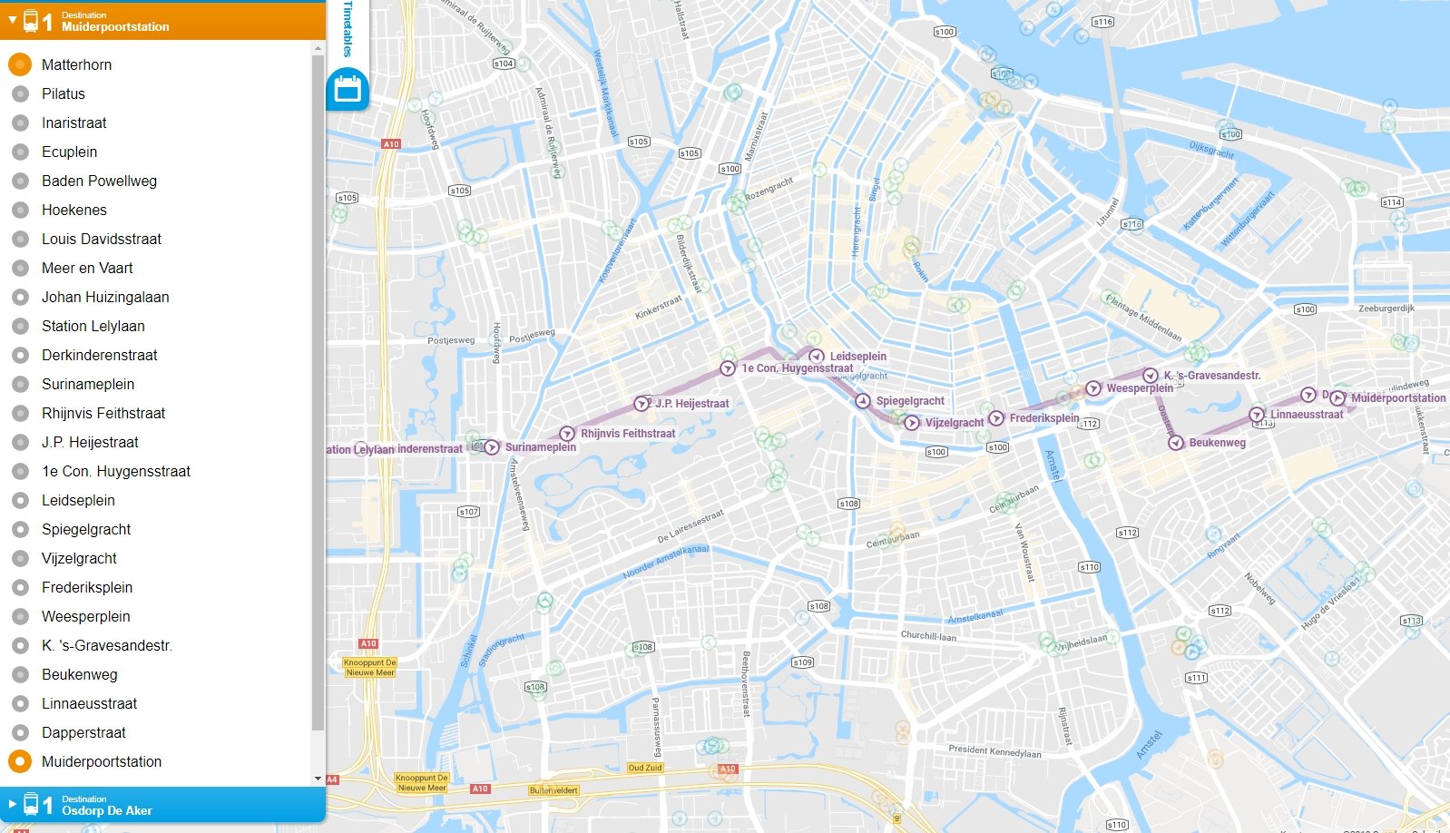 Amsterdam GVB Tram 1 Map - Lijn 1 - 2019 - Amsterdam Coffeeshop Tours