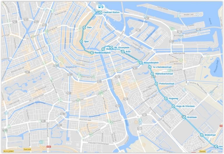 Amsterdam GVB Tram 9 Map Lijn 9 2019 Amsterdam Coffeeshop Tours