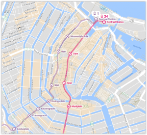 Amsterdam Dam & Spui Station Locations