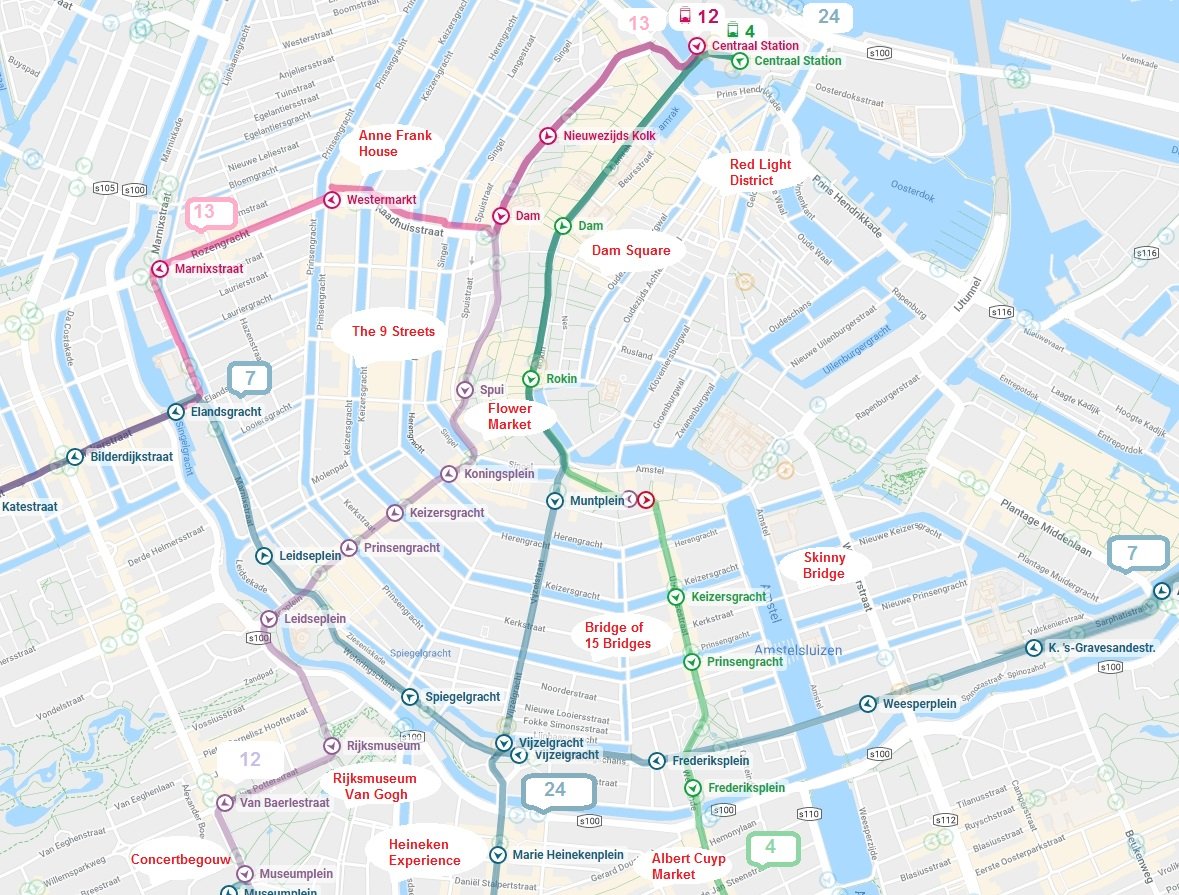 Best Amsterdam Tram Map For Tourists 2019 Amsterdam Coffeeshop Tours