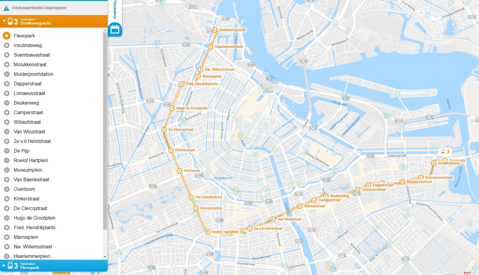 Amsterdam GVB Tram 3 Map - Lijn 3 - 2019 - Amsterdam Coffeeshop Tours