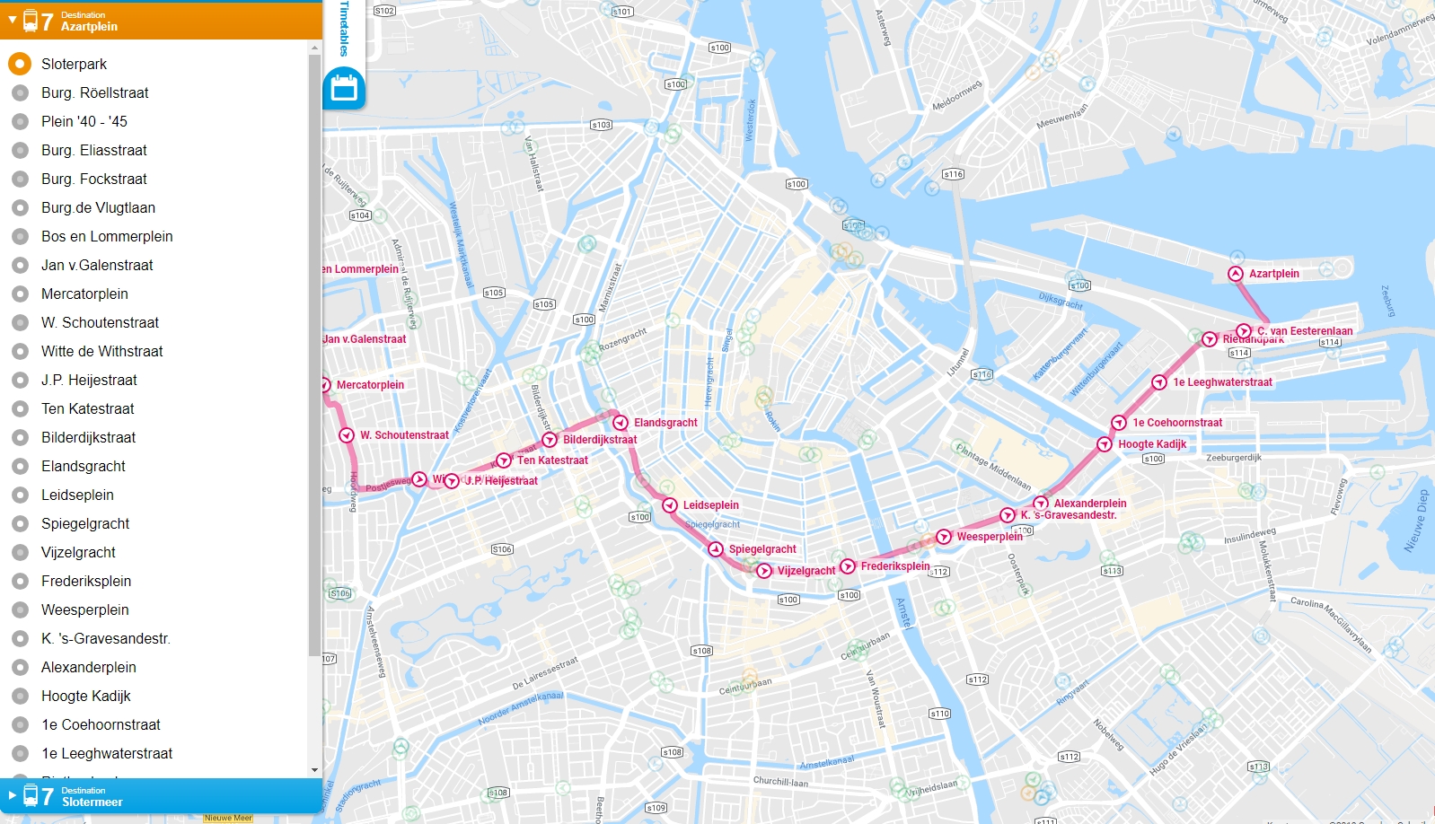 Stroomopwaarts Menselijk ras Televisie kijken Amsterdam GVB Tram 7 Map - Lijn 7 - Amsterdam Coffeeshop Tours