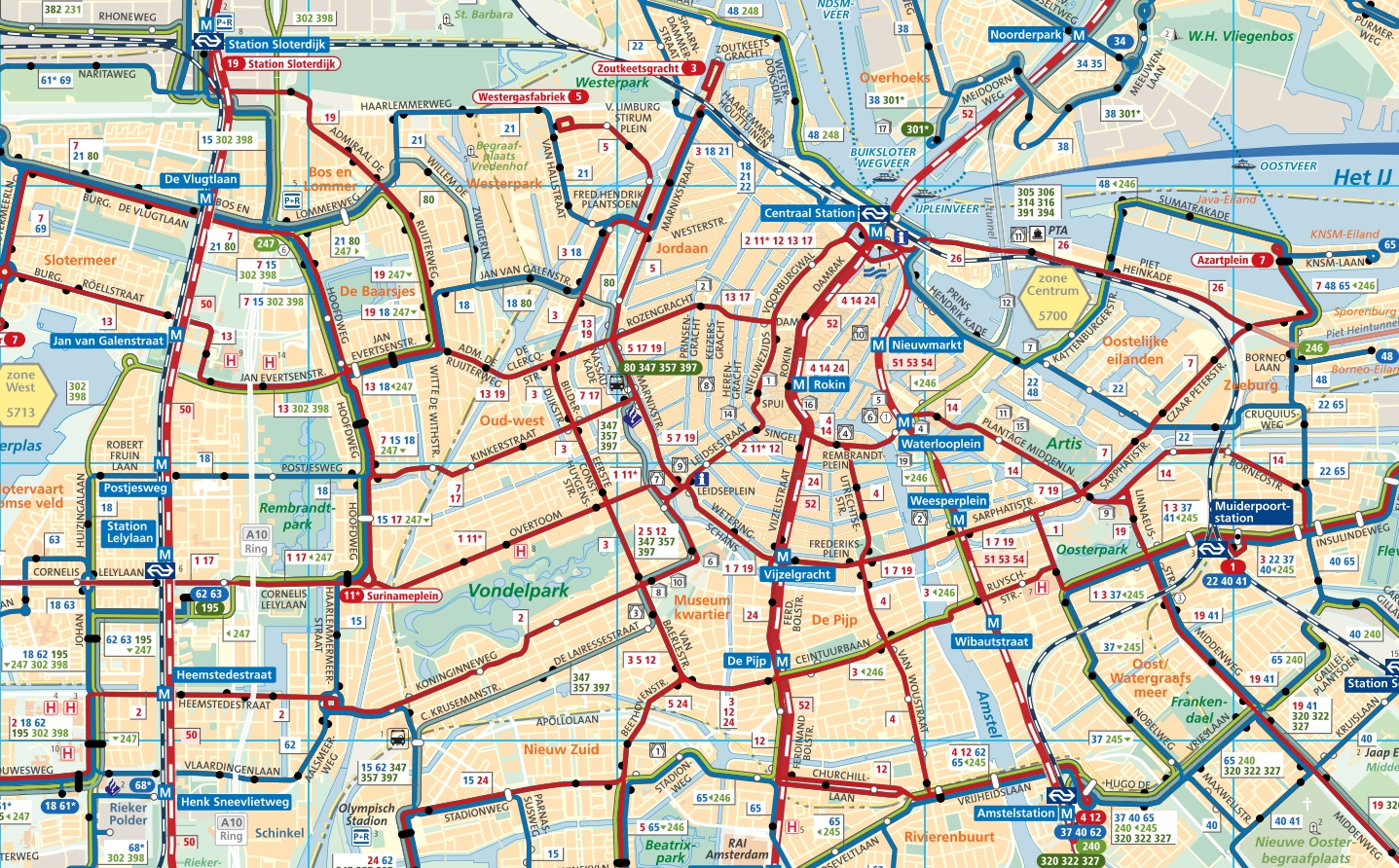 Amsterdam Tram Map - Lijn 14 - Amsterdam Coffeeshop Tours